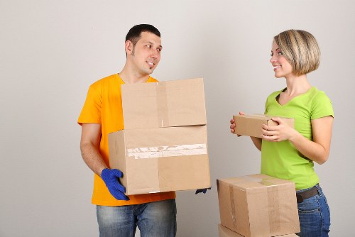 Packed boxes and moving materials ready for a Stockwell home or storage move