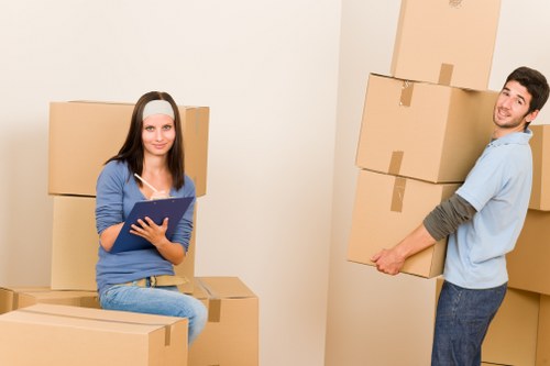 Packed storage boxes and furniture prepared for long-term storage
